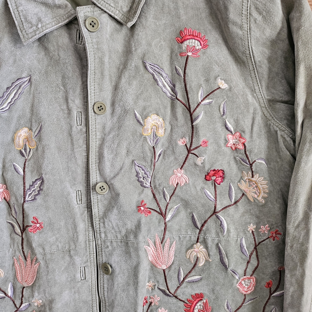 Embroidered Floral Gray Jacket - Picture 4 of 4